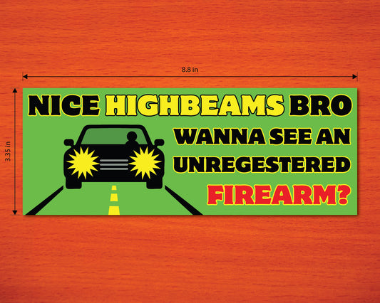 Nice Highbeams Bro Bumper Sticker